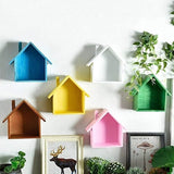 Cabilock Wooden House-Shaped Wall Storage Shelf Display Box